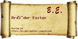 Bröder Eszter névjegykártya